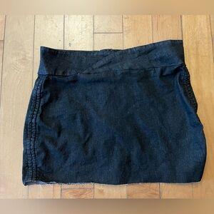 Black High Waisted Cut Off Denim Skirt